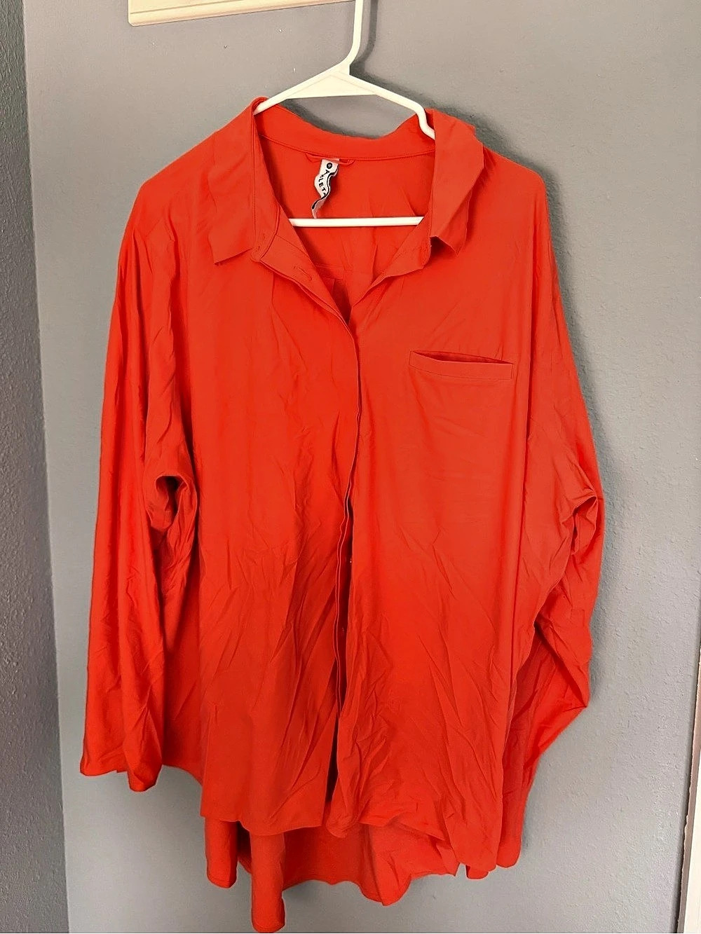 Athleta Urbanite Long Sleeve Button Down Shirt Orange 2X